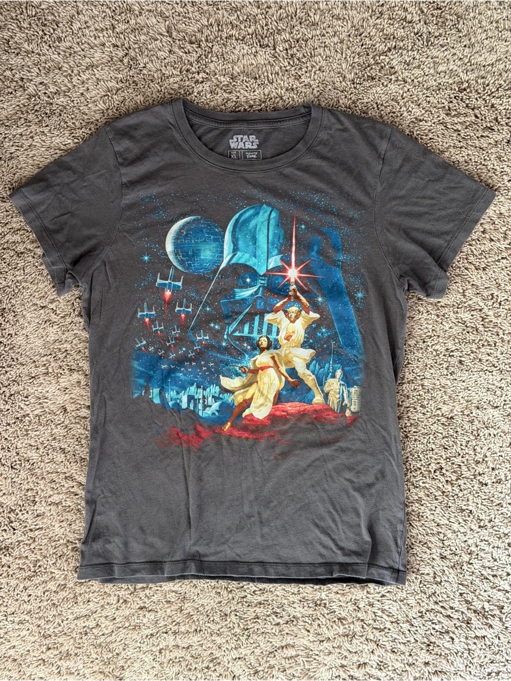 Star Wars Black Tee with Blue and Red Vintage Poster Art